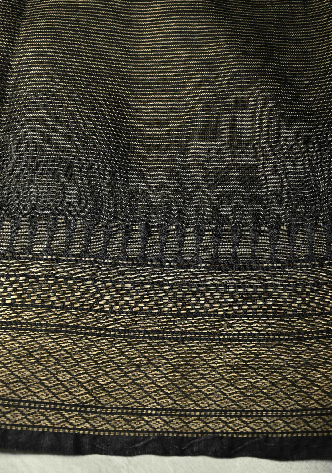 Black Semi Tissue Saree with Zari Border