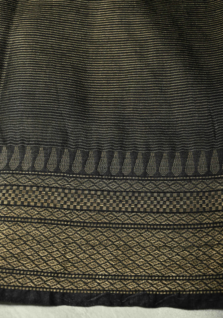 Black Semi Tissue Saree with Zari Border
