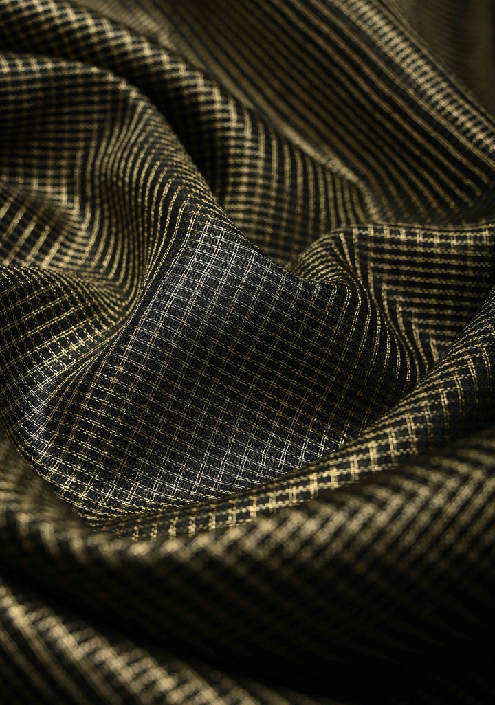 Black Semi Tissue Saree with Zari Border