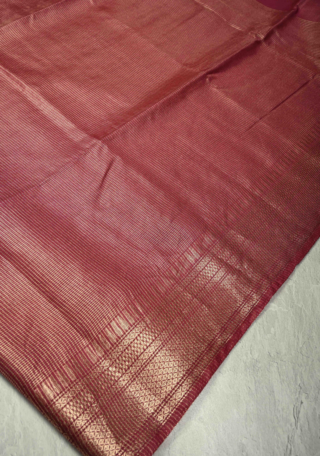 Magenta Semi Tissue Saree with Zari Border