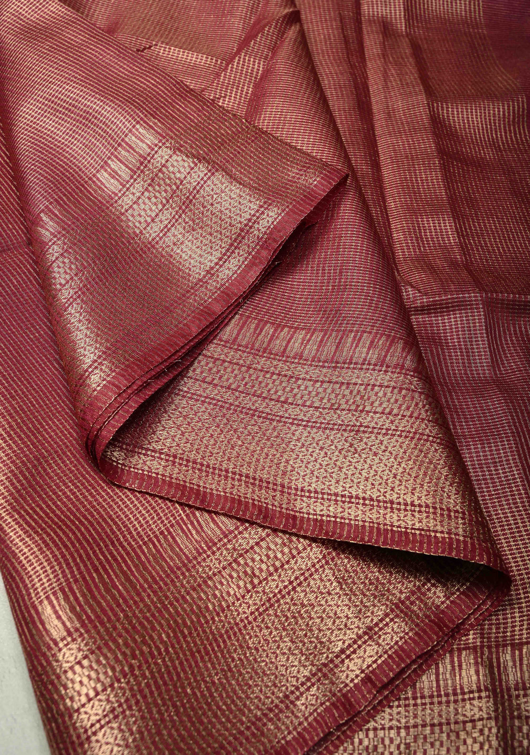 Magenta Semi Tissue Saree with Zari Border