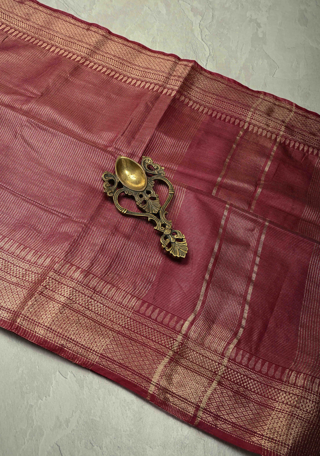 Magenta Semi Tissue Saree with Zari Border