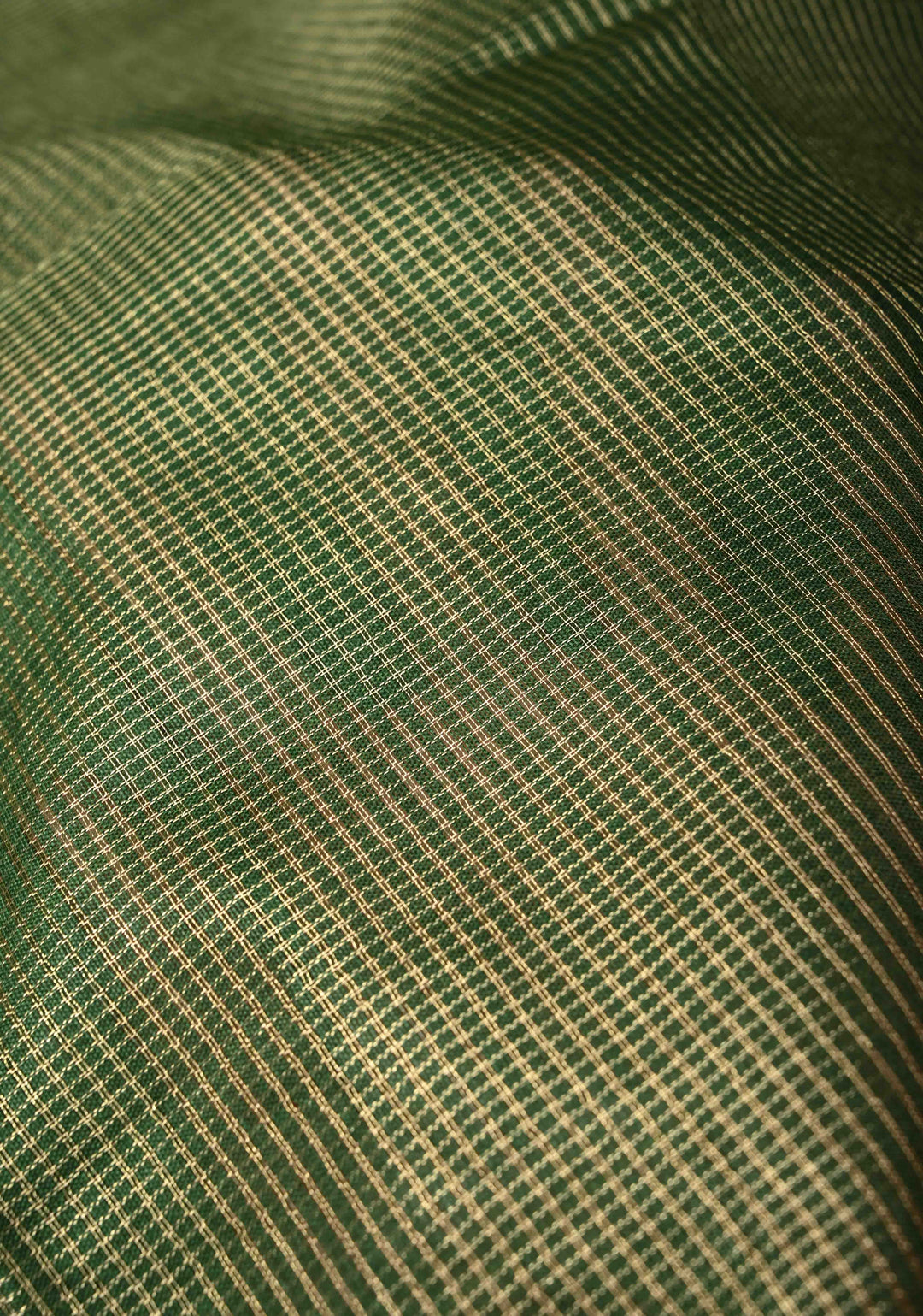 Dark Green Semi Tissue Saree with Zari Border