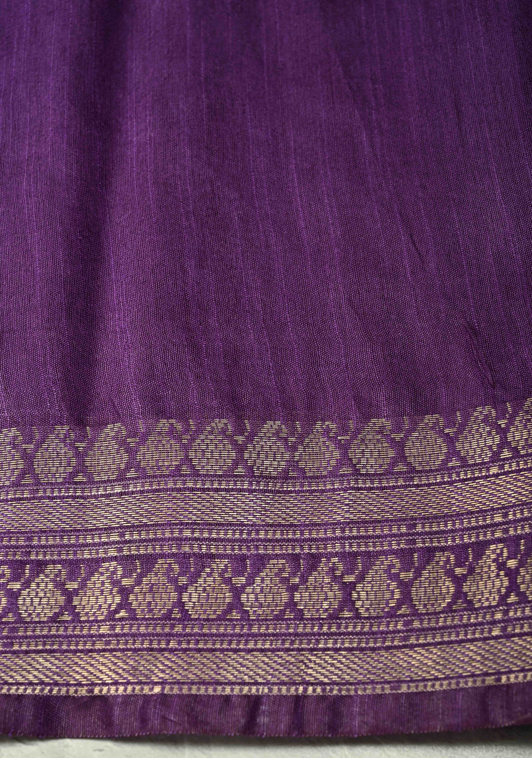Purple Semi Tussar Saree with Zari Buttas and Zari Border