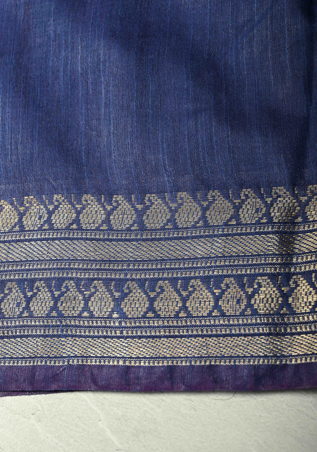 Blue Semi Tussar Saree with Zari Buttas and Zari Border