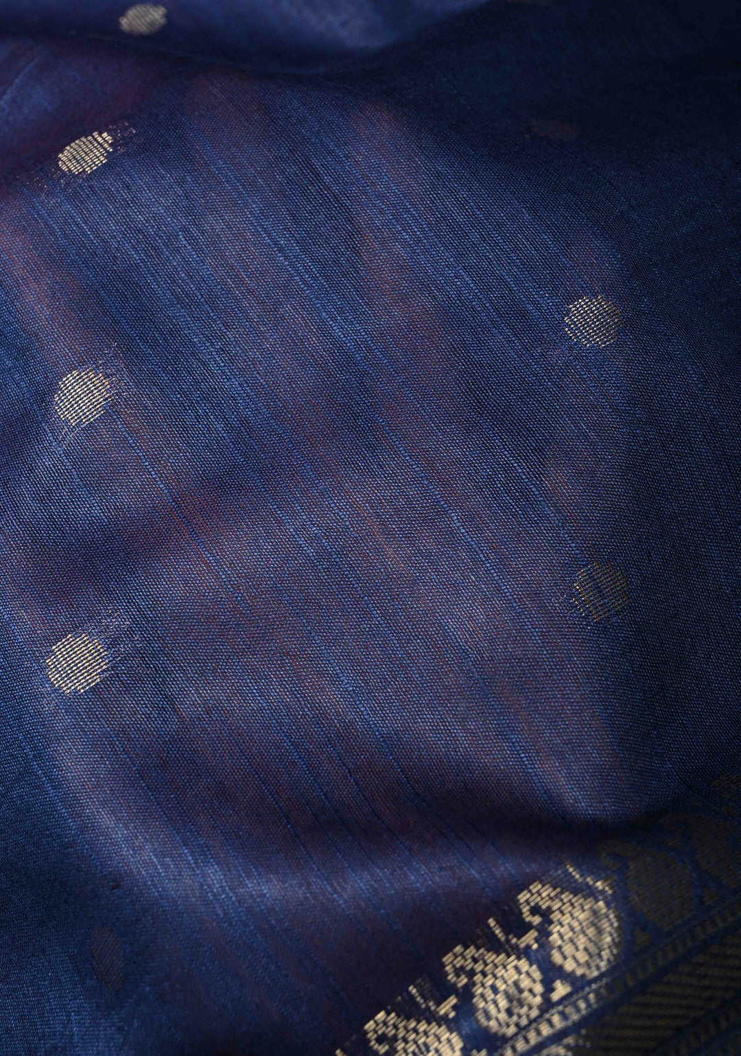 Blue Semi Tussar Saree with Zari Buttas and Zari Border