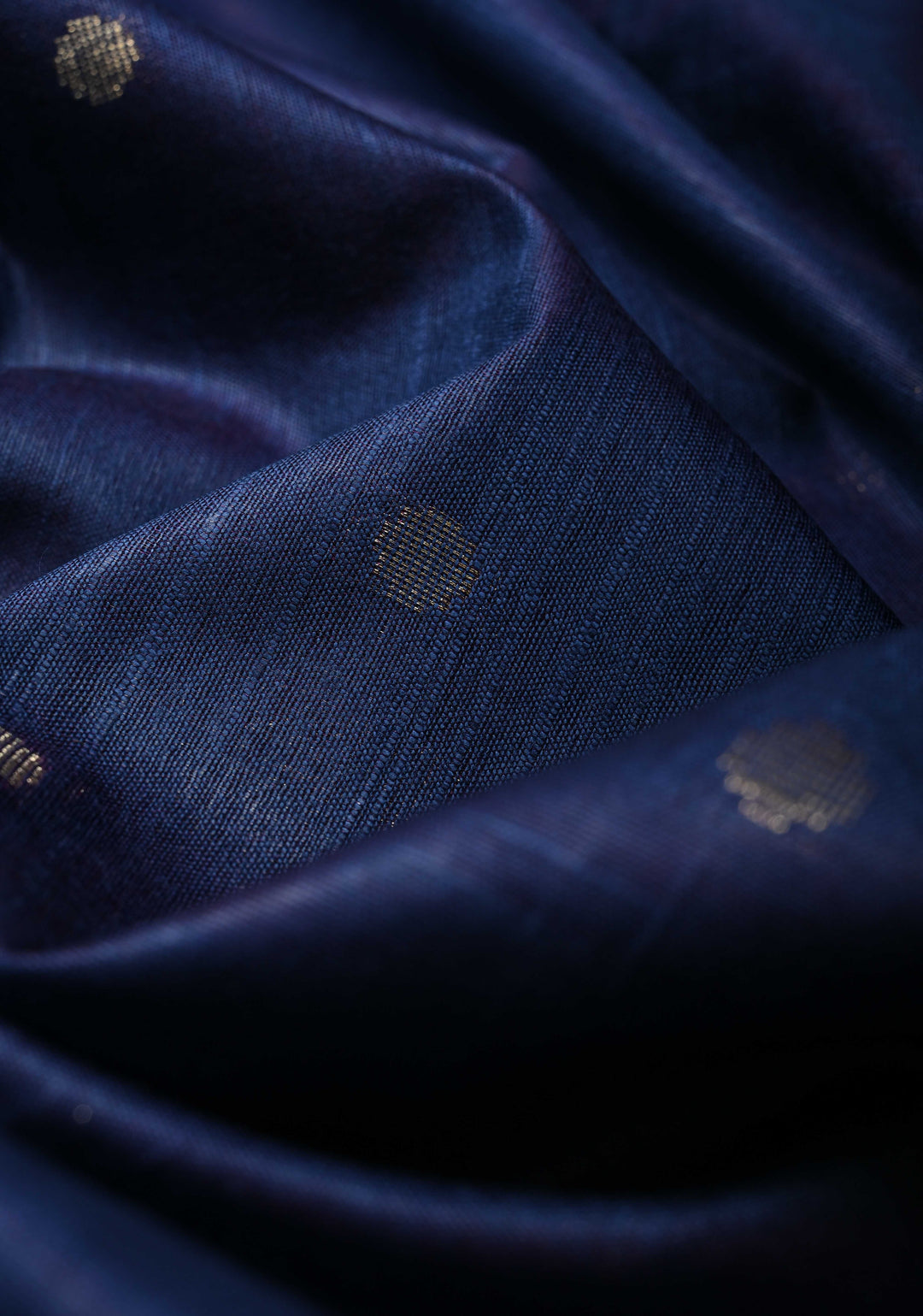 Blue Semi Tussar Saree with Zari Buttas and Zari Border