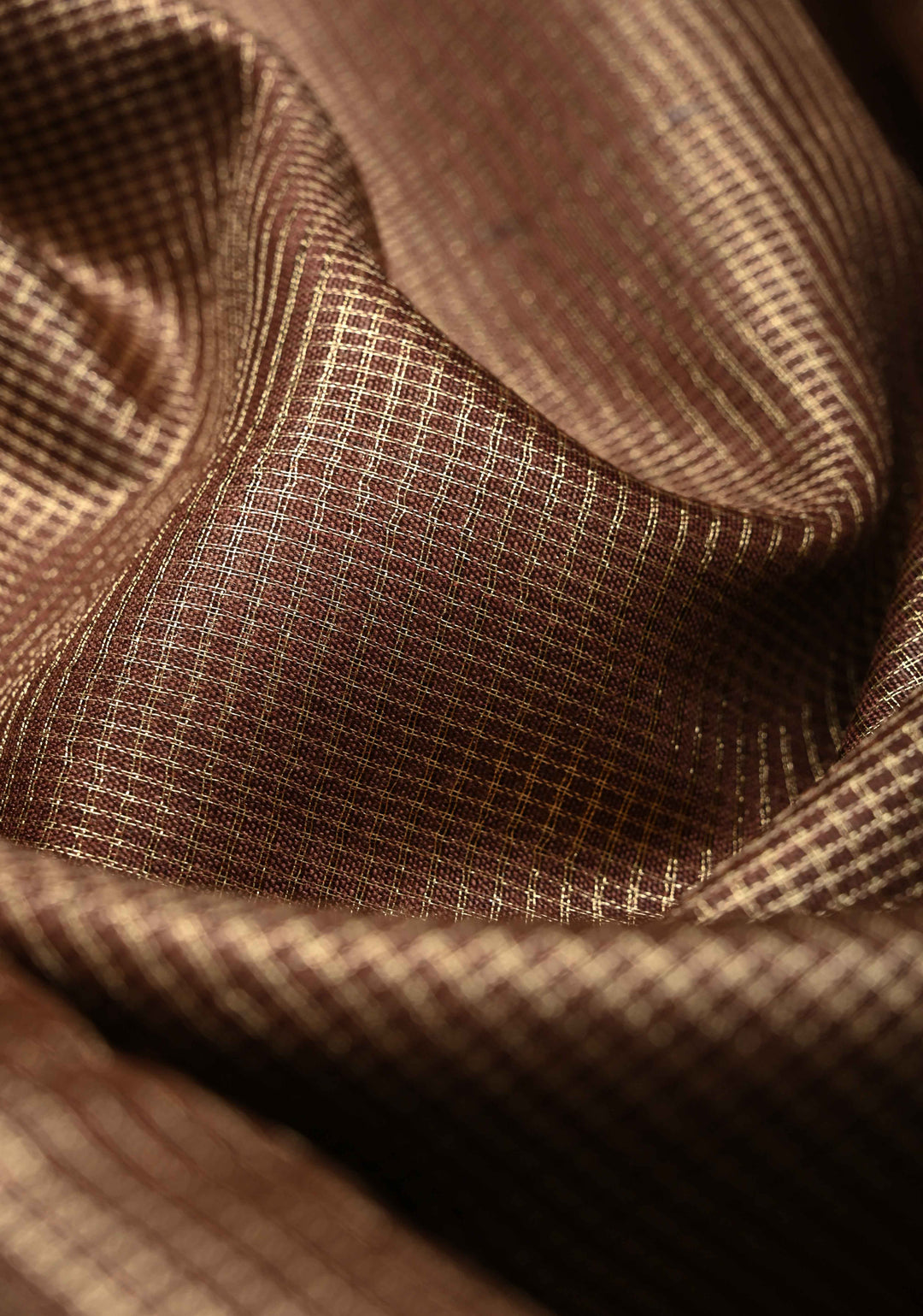 Brown Semi Tussar Tissue Saree with Zari Border