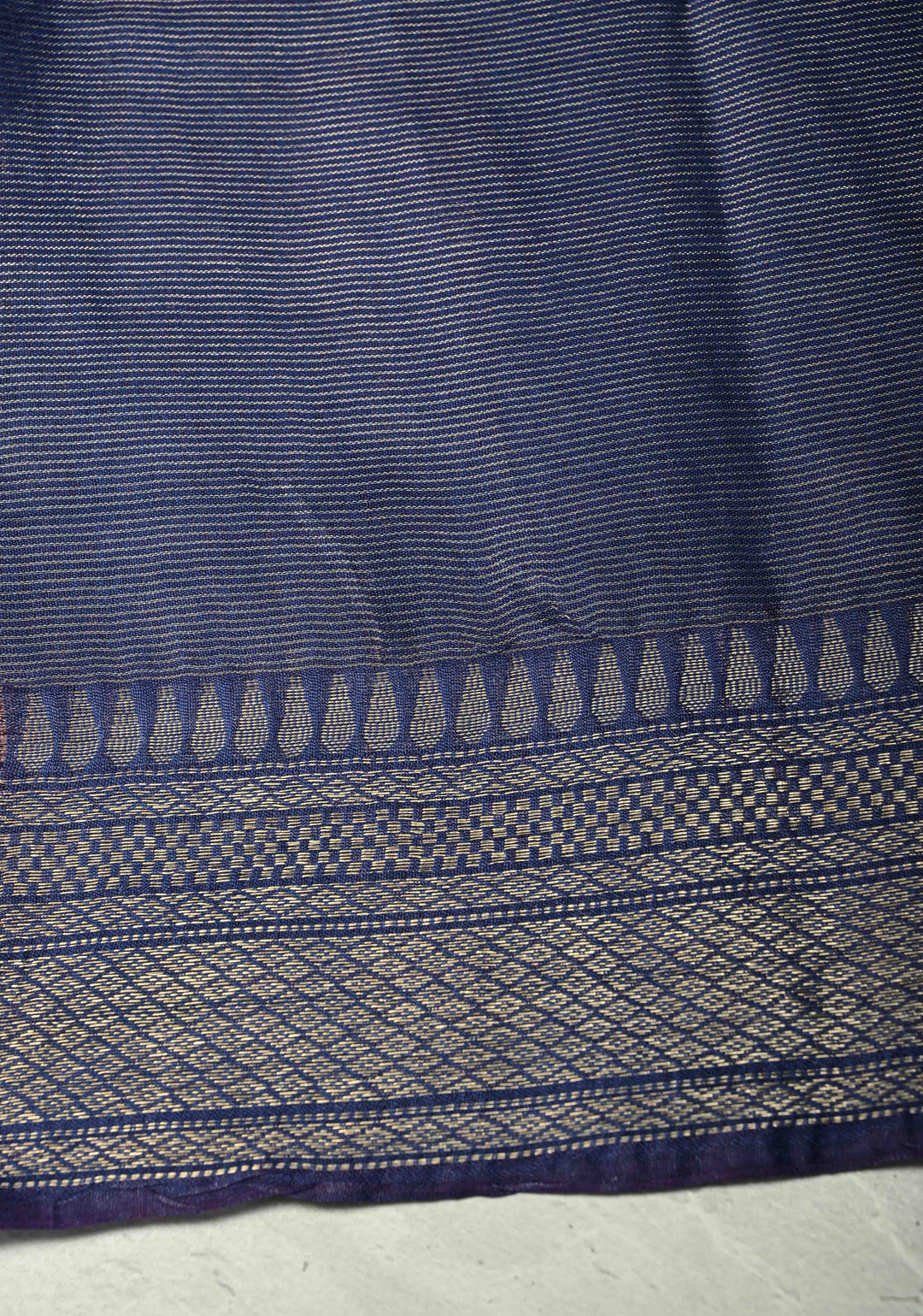 Royal Blue Semi  Tissue Saree with Zari Border