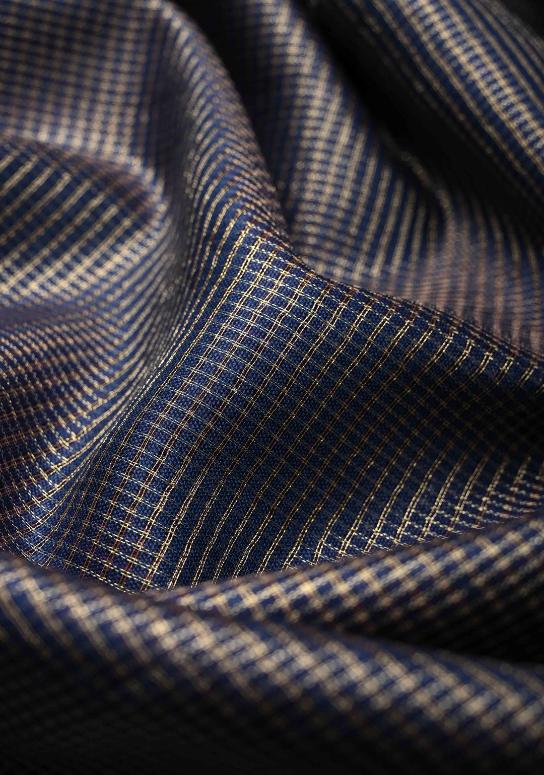 Royal Blue Semi  Tissue Saree with Zari Border