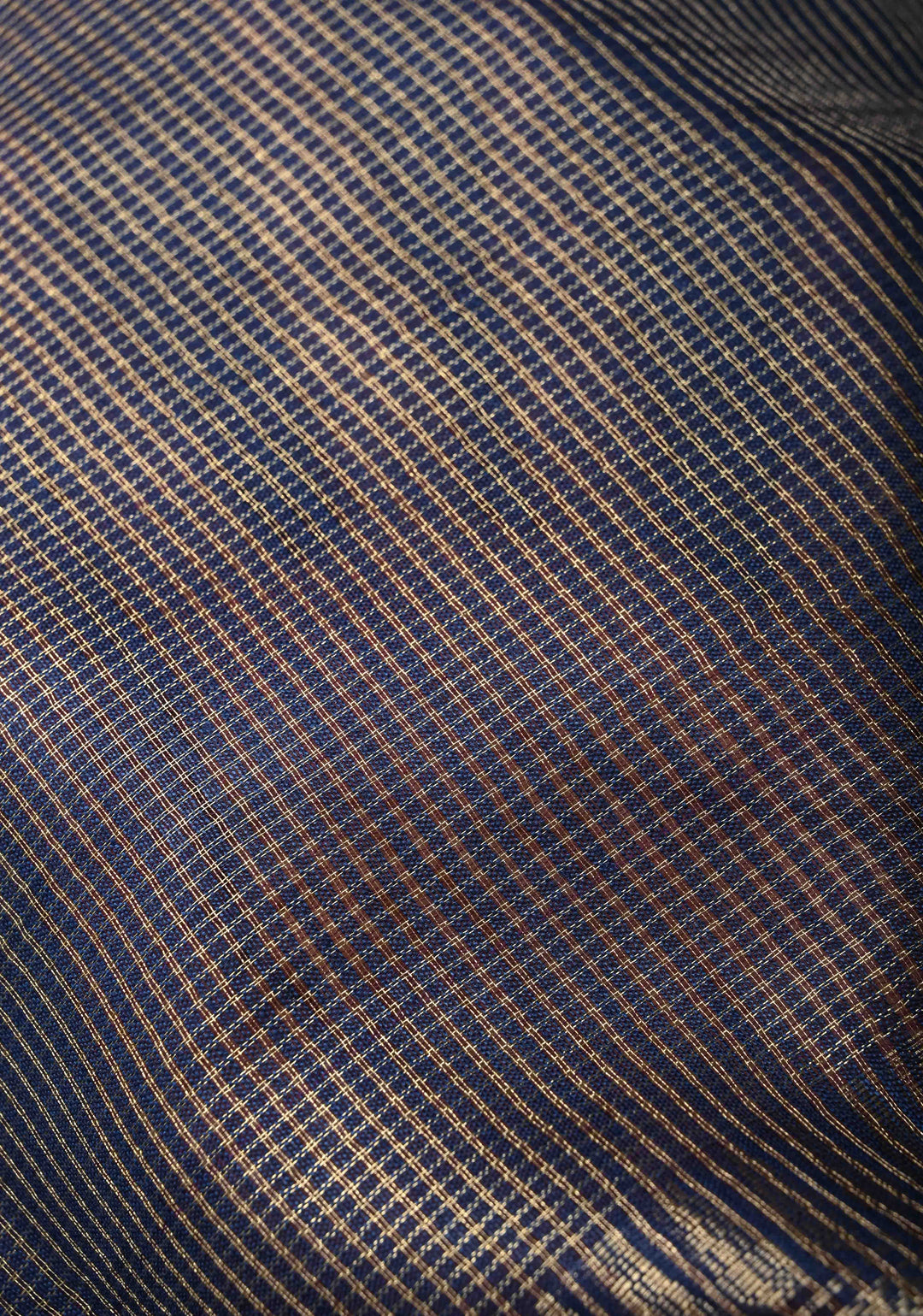 Royal Blue Semi  Tissue Saree with Zari Border