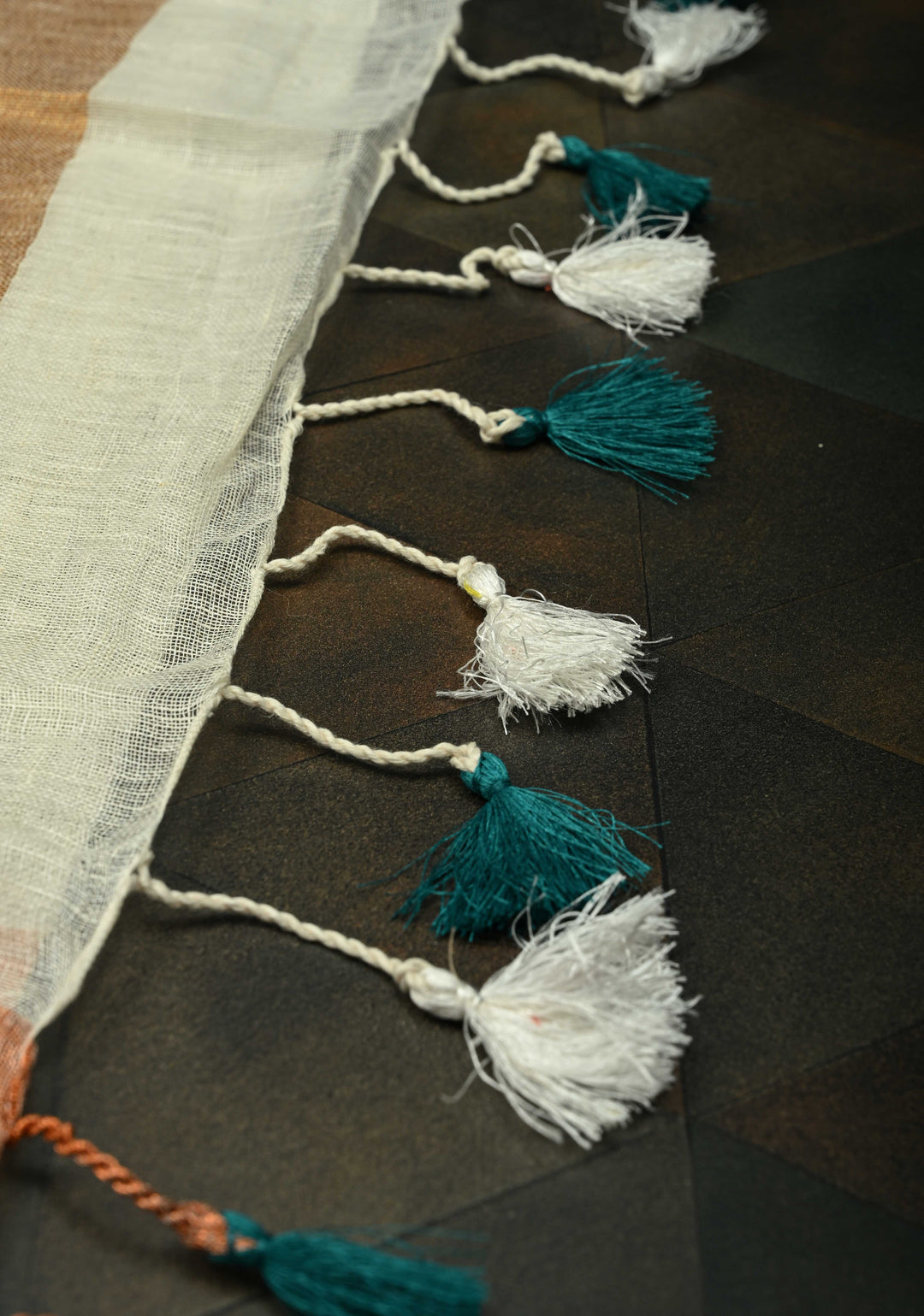 Off White Pure Linen by Linen Saree with Ganga Jamuna Zari Border