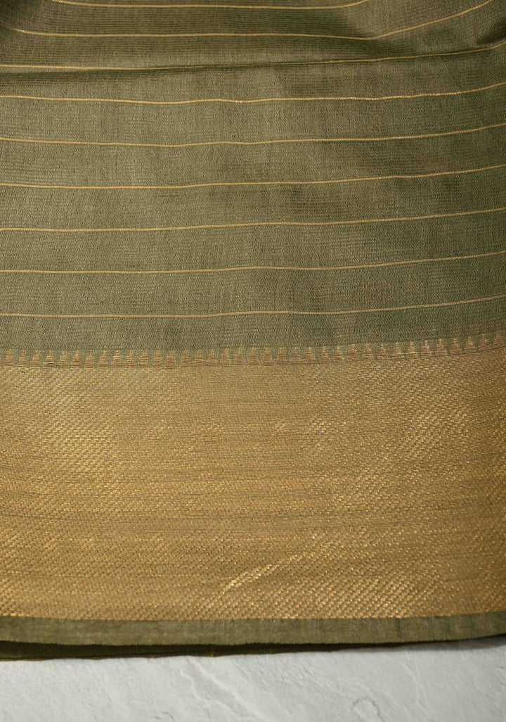 Maroon Checks Semi Tussar Saree with Zari Border | SHOBITAM