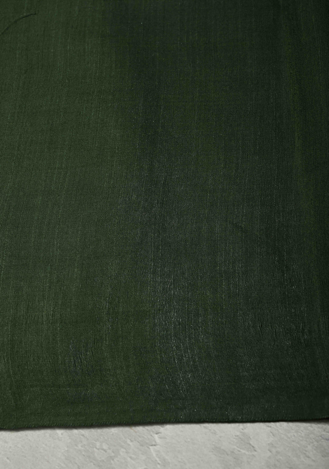 Forest Green Borderless Semi Tussar Saree with Zari Polka Dots and Thread Stripes | SHOBITAM