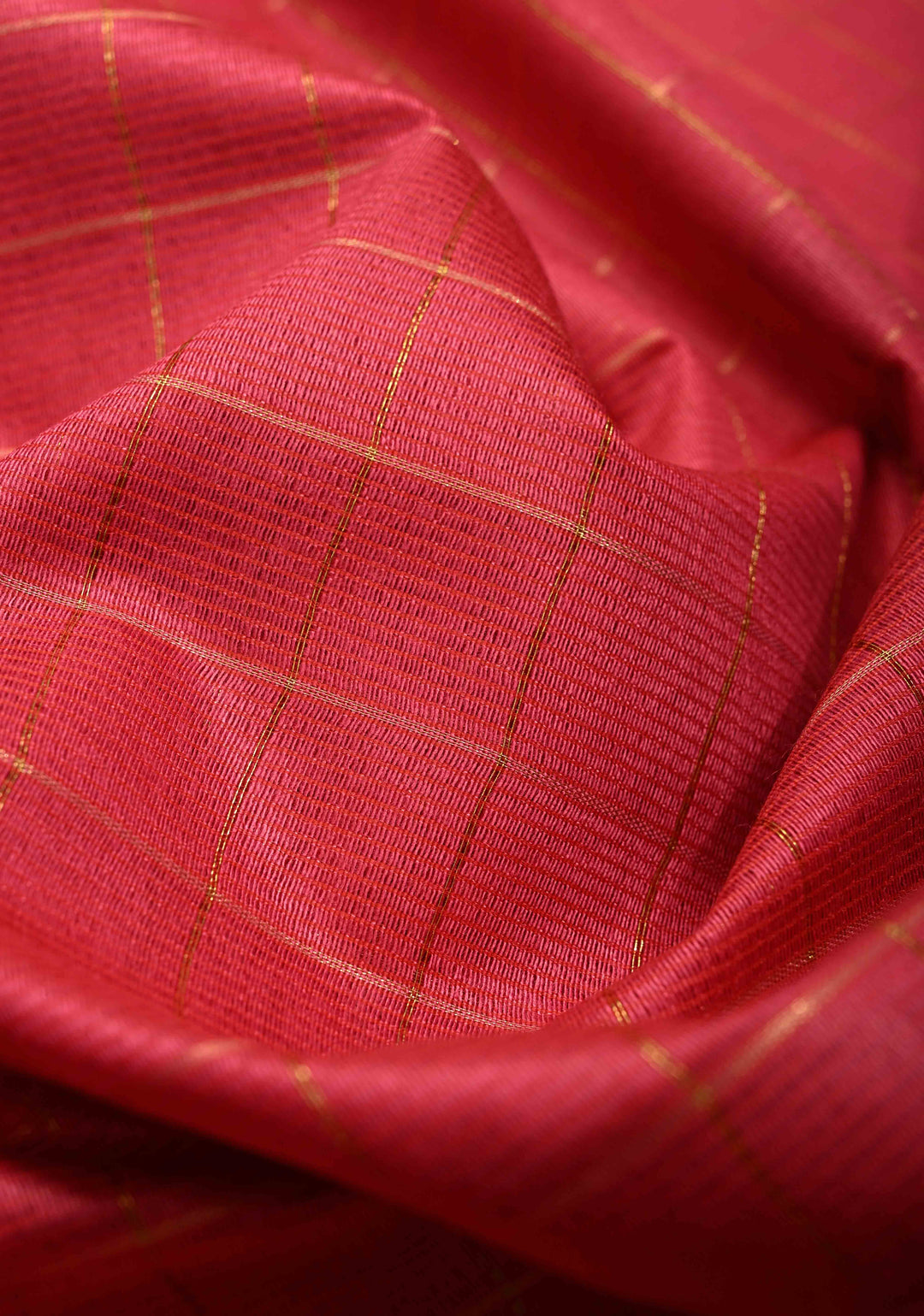 Pink Semi Tussar Saree with Zari Checks and Contrast Zari Border