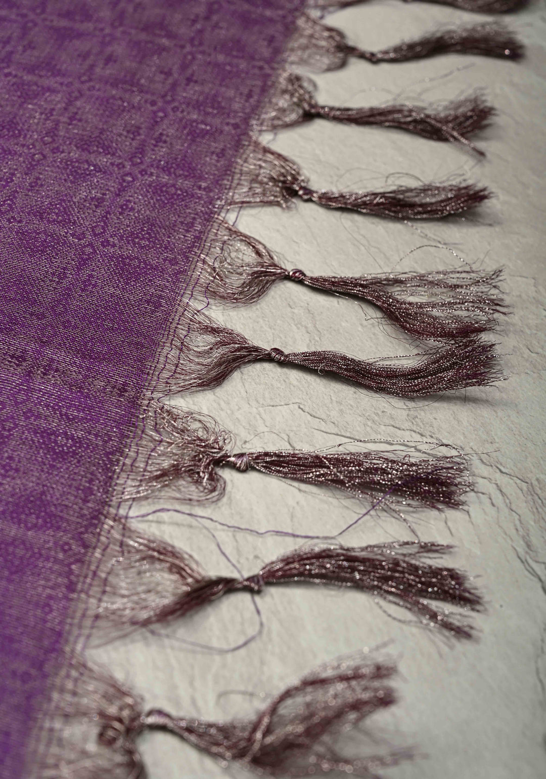 Coffee Brown Semi Tussar Tissue Saree with Contrast Silver Zari Border