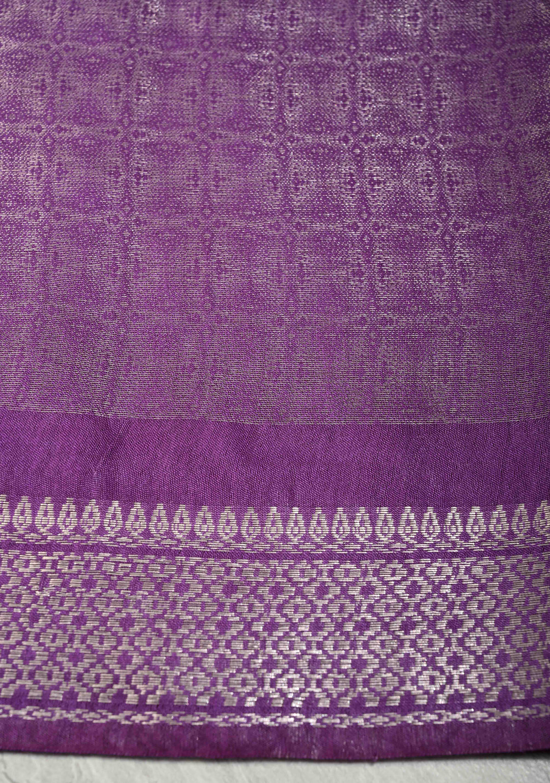 Coffee Brown Semi Tussar Tissue Saree with Contrast Silver Zari Border