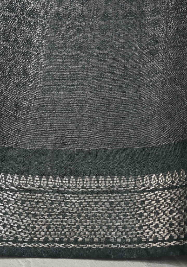 Pink Semi Tussar Tissue Saree with Contrast Zari Border