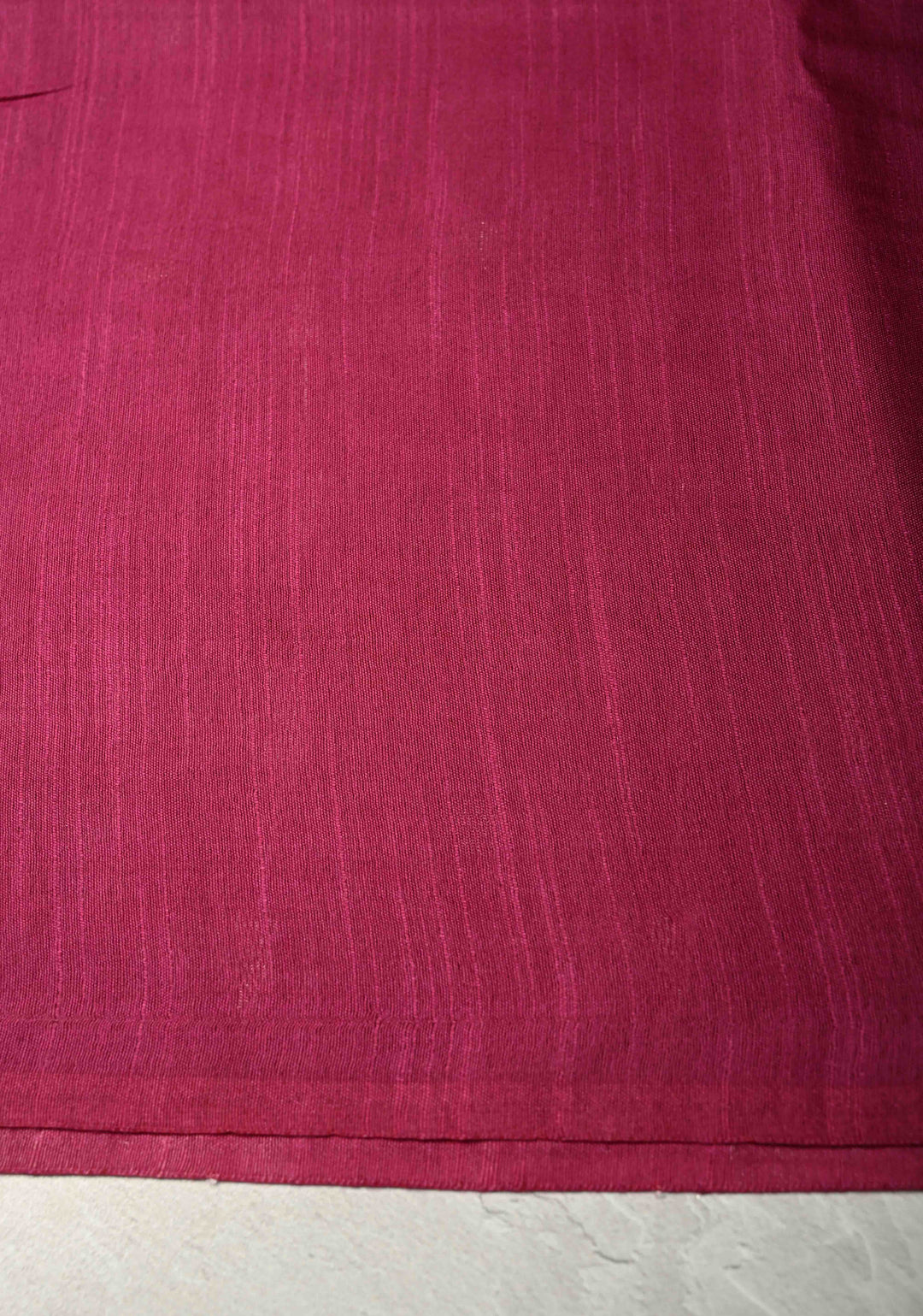 Magenta Borderless Semi Tussar Saree with Zari Polka Dots and Thread Stripes