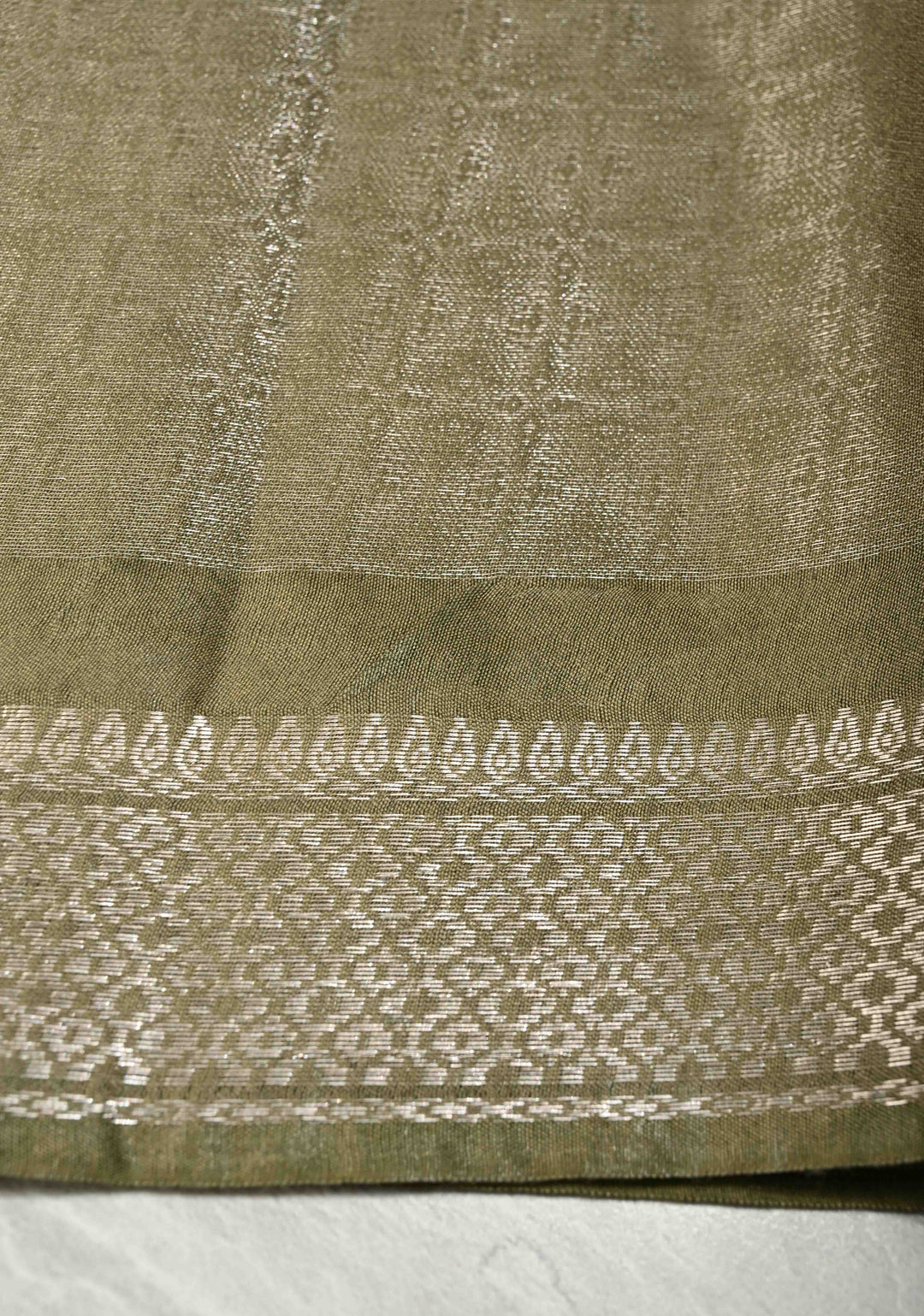 Brick Red Semi Tussar Tissue Saree with Zari Border