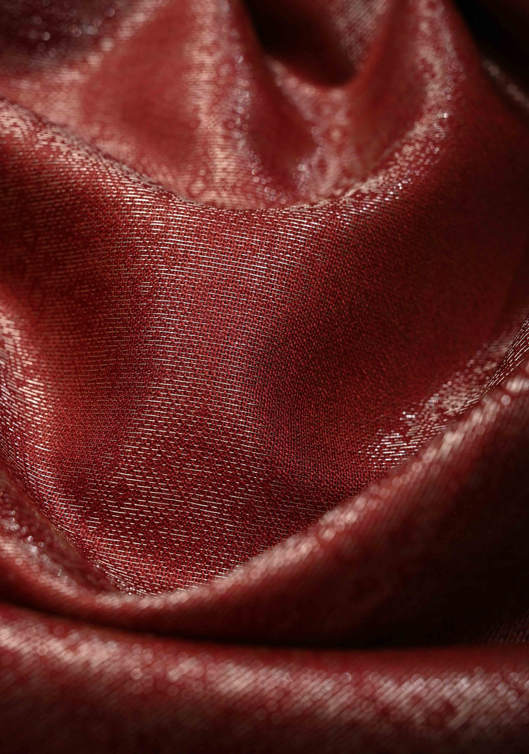 Brick Red Semi Tussar Tissue Saree with Zari Border