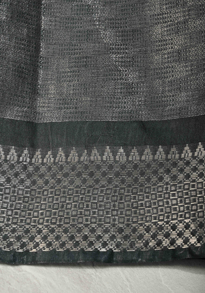 Raspberry Semi Tussar Tissue Saree with Contrast Zari Border and Pallu