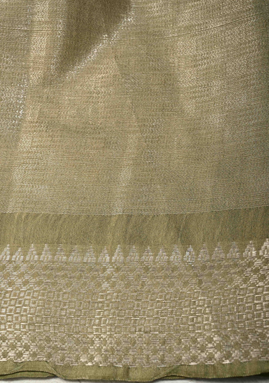 Brick Red Semi Tussar Tissue Saree with Contrast Zari Border