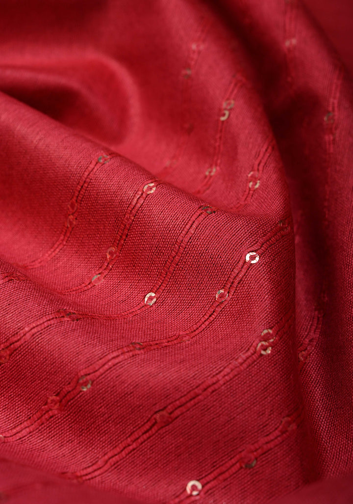 Slate Gray Borderless Horizontal stripes Semi Tussar Saree with Pocket Sequins Detailing and Contrast Pallu