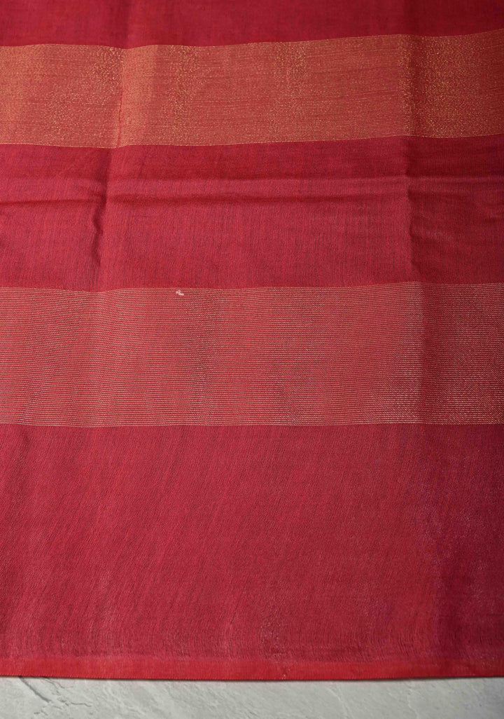 Gray Borderless Semi Tussar Saree with Muted Tissue Panel and Contrast Sequins Pallu