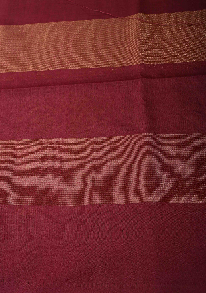 Sap Green Borderless Semi Tussar Saree with Muted Tissue Panel and Contrast Sequins Pallu