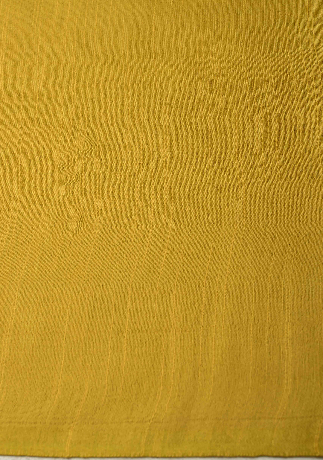 Mustard Yellow Borderless Semi Tussar Saree with Zari Polka Dots and Thread Stripes | SHOBITAM