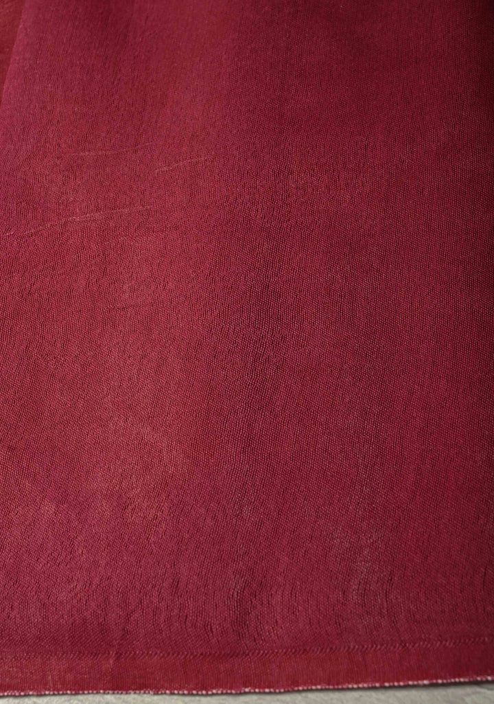 Sap Green Borderless Semi Tussar Saree with Thread Horizontal Stripes and Contrast Pallu | SHOBITAM