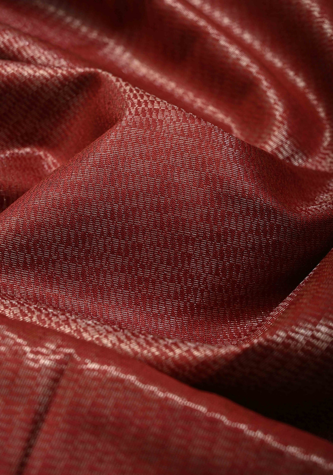 Brick Red  Semi Tussar Tissue Saree with Contrast Zari Border and Pallu