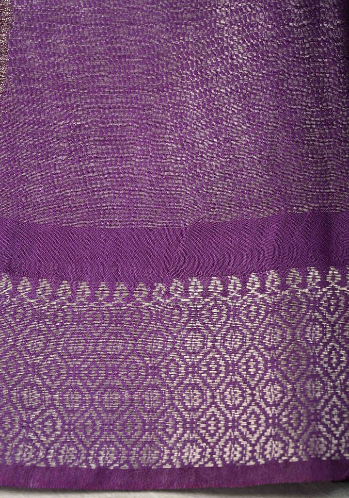 Coffee Brown Semi Tussar Tissue Saree with Contrast Zari Border and Pallu | SHOBITAM