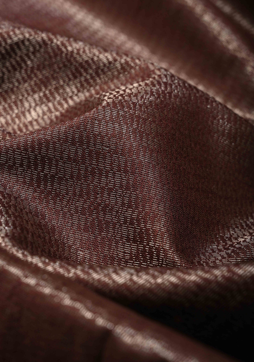 Coffee Brown Semi Tussar Tissue Saree with Contrast Zari Border and Pallu | SHOBITAM
