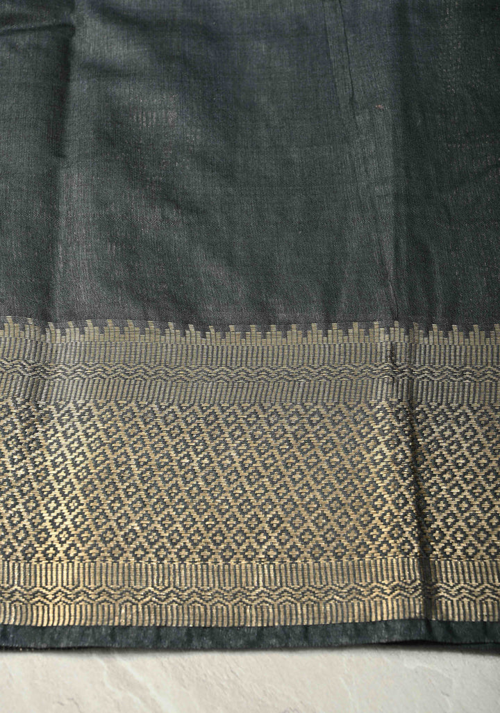 Pink Semi Tussar Saree with Zari Polka Dots and Contrast Zari Border | SHOBITAM