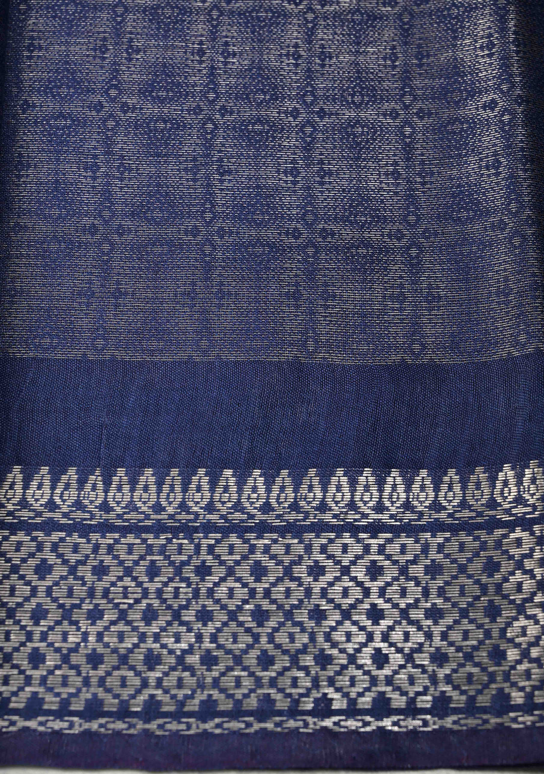Royal Blue Semi Tussar Tissue Saree with Zari Border | SHOBITAM