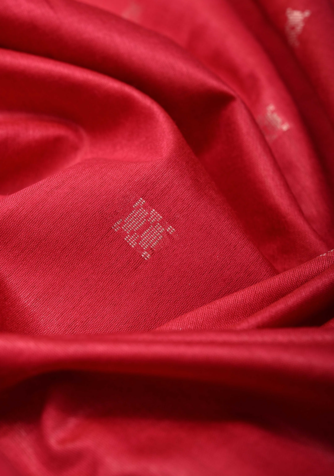 Rani Pink Semi Tussar Saree with Thread Buttas and Silver Zari Border | SHOBITAM