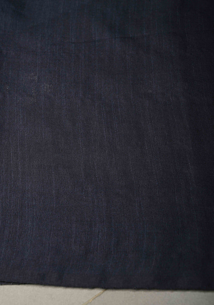 Midnight Blue Borderless Semi Tussar Saree with Thread and Zari Buttas | SHOBITAM