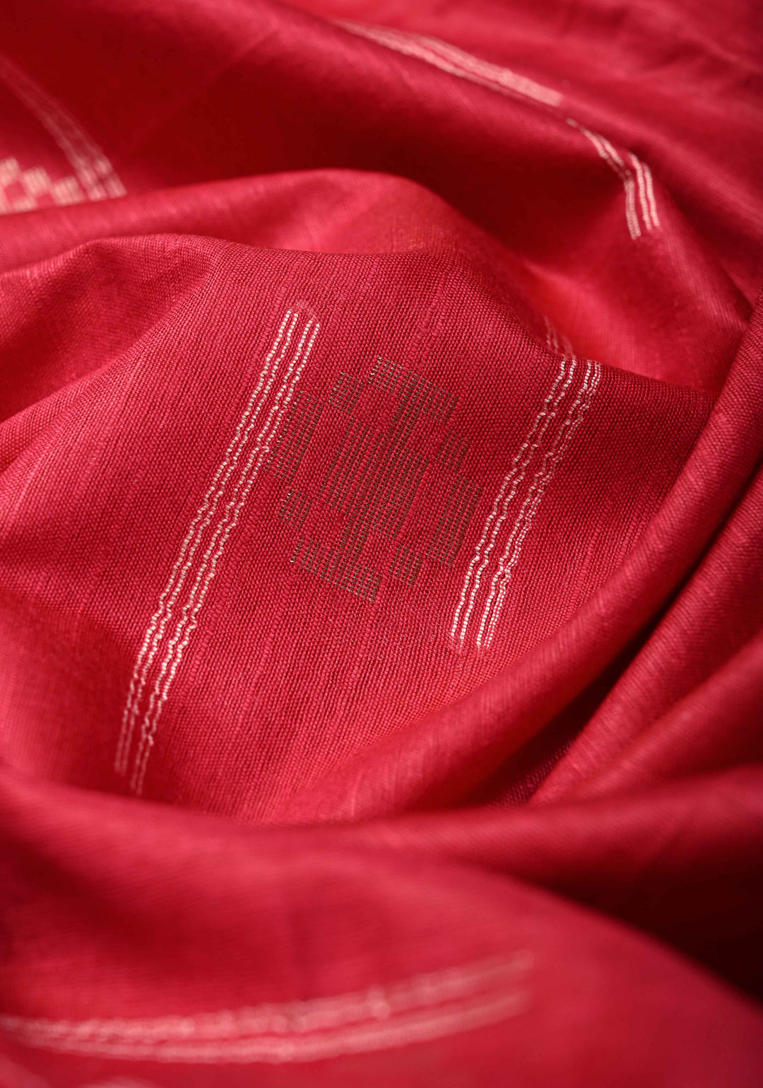 Hot Pink Borderless Semi Tussar Saree with Thread and Zari Buttas | SHOBITAM