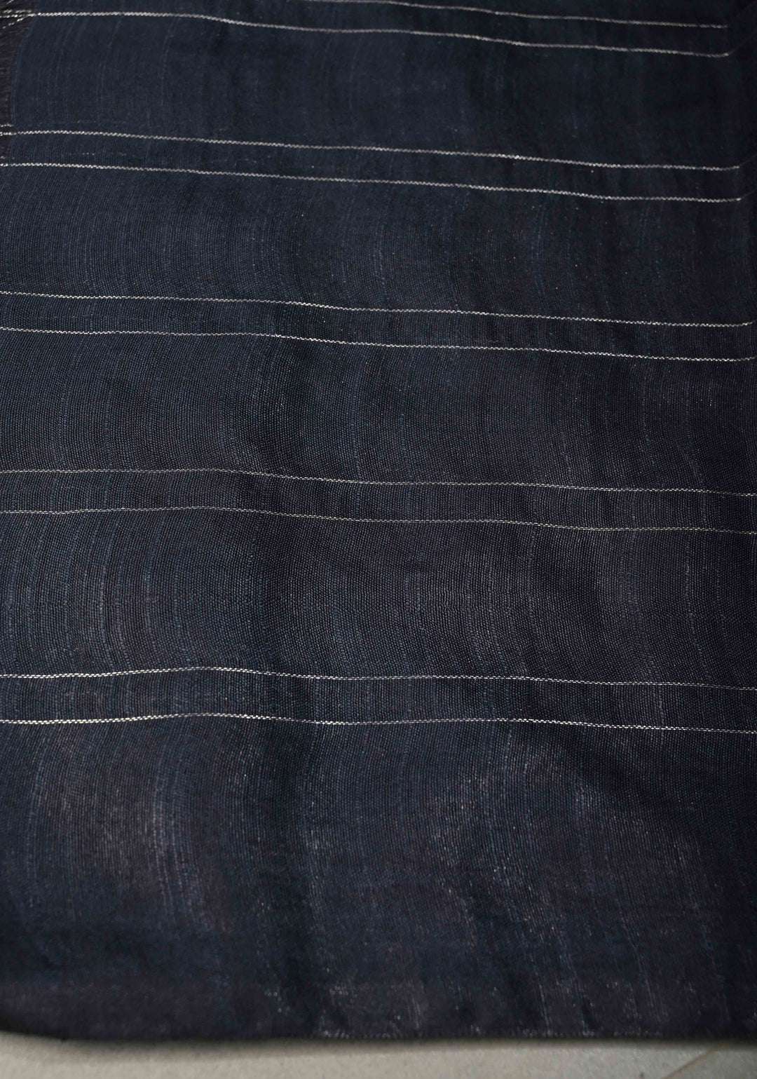 Midnight Blue Borderless Semi Tussar Saree with Zari Buttas and Zari Checks | SHOBITAM