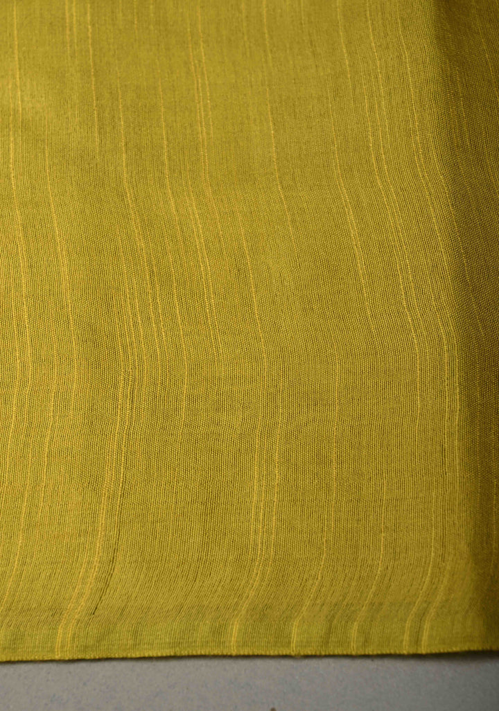 Moss Green Borderless Semi Tussar Saree with Thread and Zari Buttas | SHOBITAM