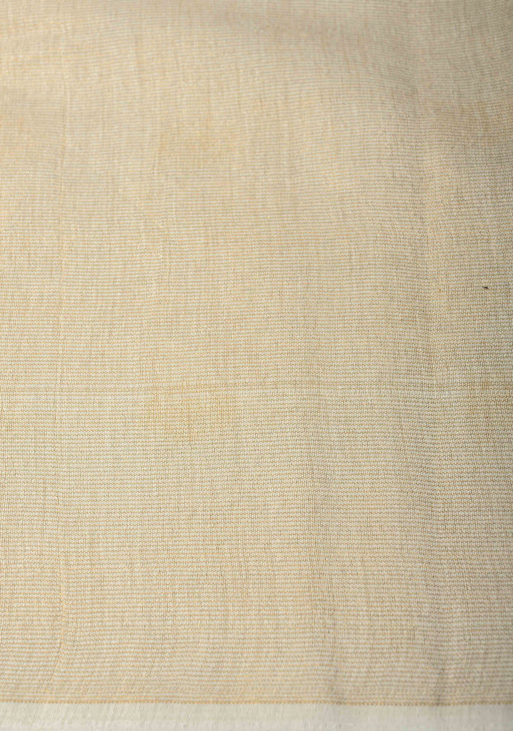 Ivory Borderless Semi Tussar Tissue Saree with Thread Buttas | SHOBITAM