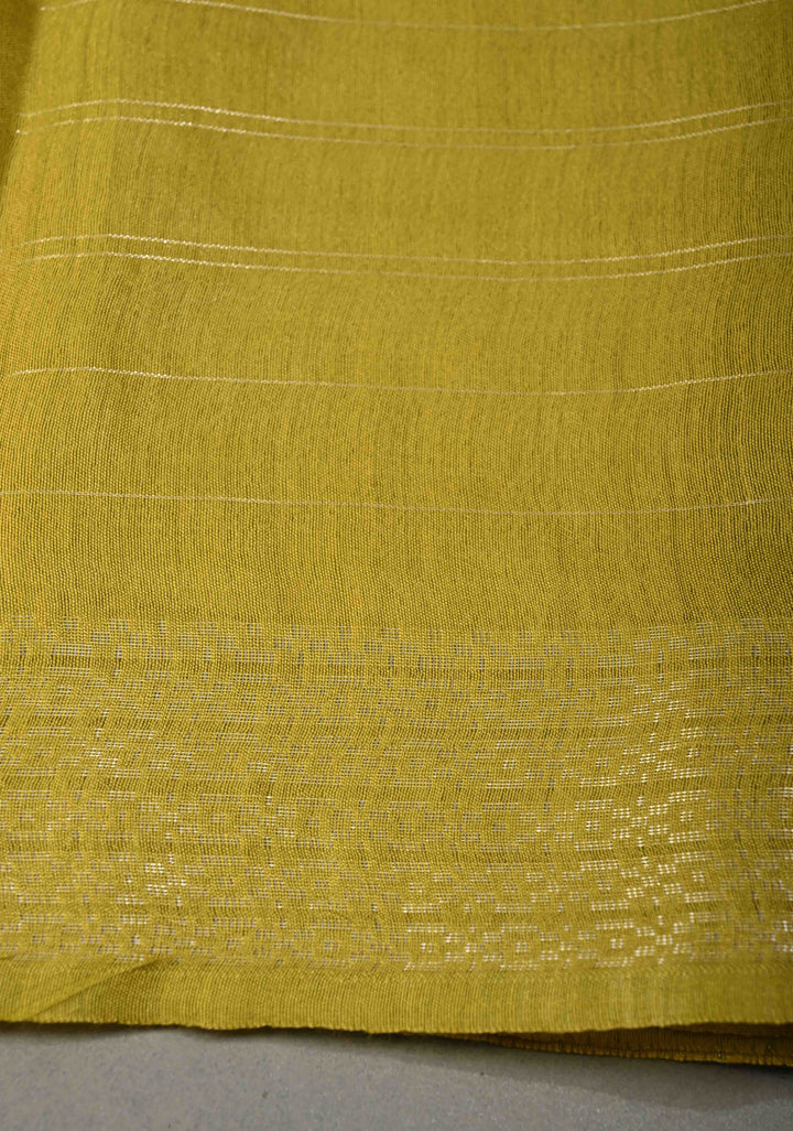 Moss Green Zari Checks on Semi Tussar Saree with Thread Buttas and Zari Border | SHOBITAM