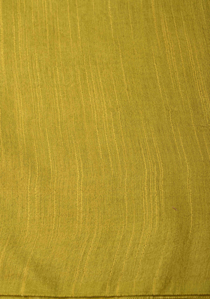 Moss Green Borderless Semi Tussar Saree with Zari and Thread Buttas | SHOBITAM