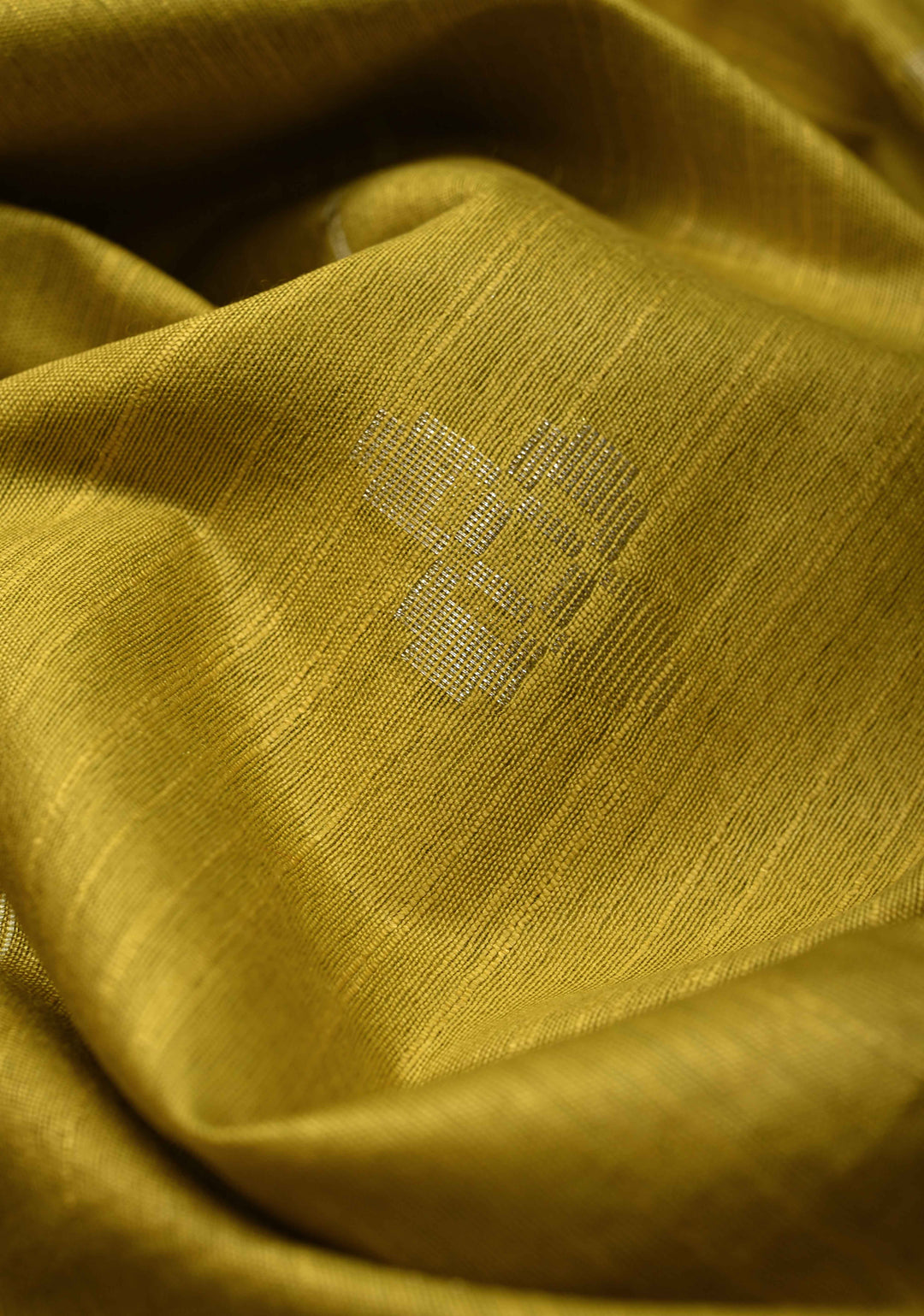 Moss Green Borderless Semi Tussar Saree with Zari and Thread Buttas | SHOBITAM