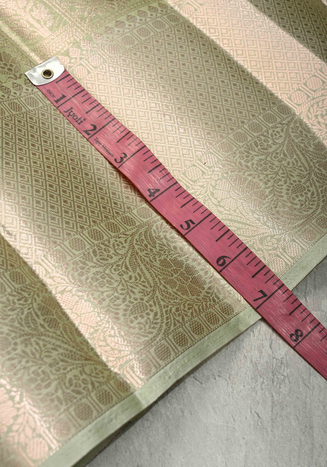 Light lime Green Kanjivaram Tissue Semi Silk Saree with Zari Patola Brocade and Zari Border