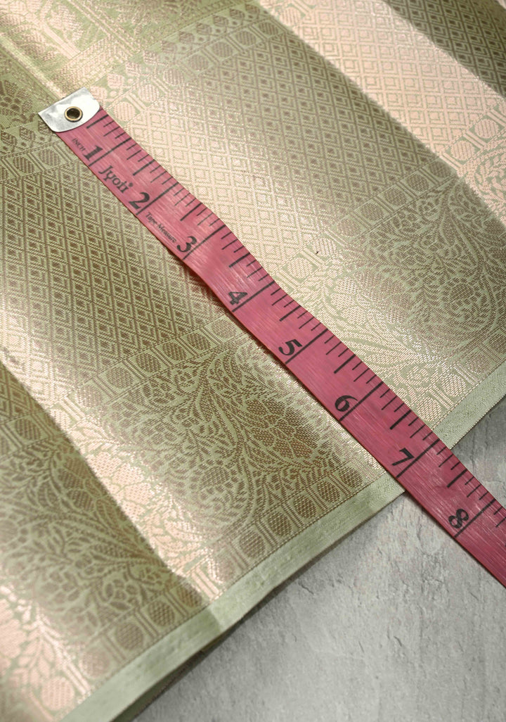 Light lime Green Kanjivaram Tissue Semi Silk Saree with Zari Patola Brocade and Zari Border