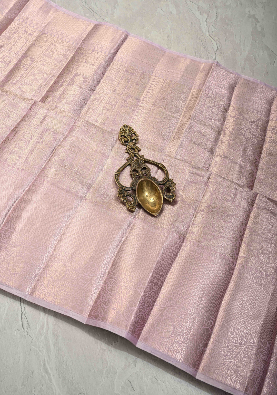 Radiant Lavender-Pink Tissue Silk Saree with Traditional Geometric and Floral Patola Brocade and Wide Border