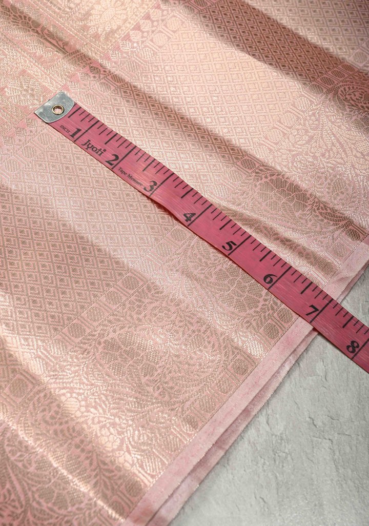 Dusty Rose  Patola Brocade Kanjivaram Tissue Semi Silk Saree with Zari Border